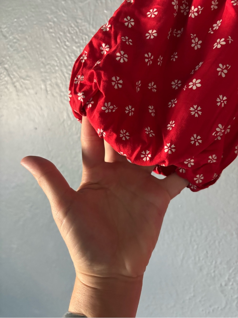 Madewell Red Floral Smocked Puff Sleeve Mini Dress Small - Picture 10 of 10